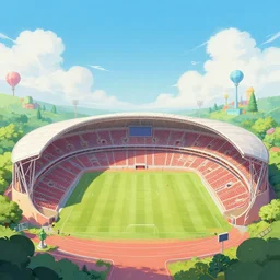 photo of stadium : 5 in matte painting whimsical fairy wonderland vibrant colors candyland wonderland gouache swirls detailed : 2 by beatrix potter : 3