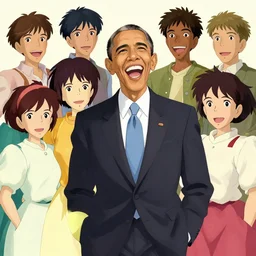 maximalist joyful obama, trending on pixiv fanbox, painted by makoto shinkai takashi takeuchi studio ghibli, akihiko yoshida, yoshitaka amano, wangechi mutu, clean cel shaded vector art. shutterstock. behance hd by lois van baarle, artgerm, helen huang, rossdraws, illustration