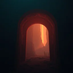archway into oblivion, in blade runner color scheme, close up, rhads, xf iq 4, f / 1. 4, iso 2 0 0, 1 / 1 6 0 s, 8 k, raw, featured in artstation, octane render, cinematic, elegant, intricate, 8 k