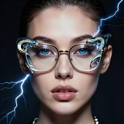 a detailed portrait of kanye west as dreampunk female model glasses ( snakes ) fractal ( glass ) ( lightning ) beautiful! ( ( blue eyes ) ) by tomasz alen kopera and peter mohrbacher and johanna martine! and margaret keane! elegant alluring seductive luminescent