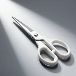 “automated scissors by dieter rams, full product photo, keyshot render, white smooth industrial design, apple computer scissors”