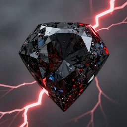 black diamond, red lightning, by greg rutkowski, fantasy, highly detailed, 4 k