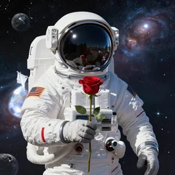 a astronauts holding roses in the universe, dream, ultra hd, highly detailed by shinkai makoto