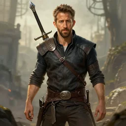 ryan reynolds as a dnd character fantasy art.