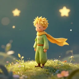 the little prince illustration, bokeh, octane render