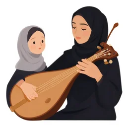 hijabi lute player playing the lute, facial piercings victo ngai, kilian eng, lois van baarle, flat