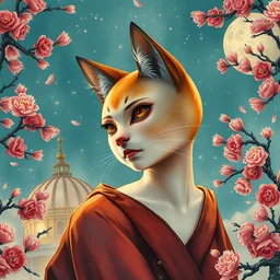kitsune. highly detailed, digital painting, watercolor, soviet realism, engraving, artstation, concept art, smooth, sharp focus, vivid grunge, manga, illustration, unreal engine 5, 8 k, art by bilibin and kuvshinov and malevich and mucha