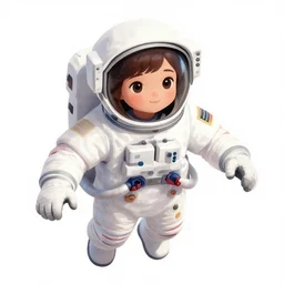 ( ( dither ) ) illustrated portrait of a young astronaut girl floating in space, colorful, ( ( mads berg ) ), christopher balaskas, detailed, dynamic pose, light blue filter, grainy shading, high contrast, dark tint, halftone shaded, anime poster shading, face by kyoani
