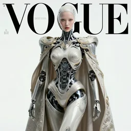 beautiful portrait of the mysterious organic robot, vogue cover, vogue poses, beautiful futuristicornamental cape, intricate, highly detailed, masterful, fantasy world, sci fi world, in the style of moebius, akira toriyama, jean giraud, 8 k