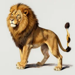 a human with a Lion tail attached. Semi realistic anime art. Norman Rockwell