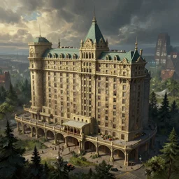A highly detailed 4K fantasy matte painting of the overlook hotel, stanley kubrick, het shining, zdzislaw beksinski, ArtStation, CGSociety, Unreal Engine