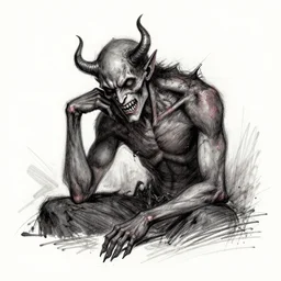 sketch of a demon representing exhaustion