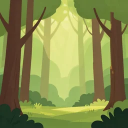 simple pretty vector art of the inside of a forest with sun rays shining through the trees, 4 k,