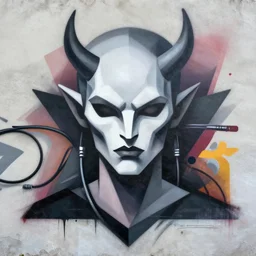symmetry!! portrait of pure evil by sachin teng, organic, cables, matte painting, geometric shapes, hard edges! graffiti, street art