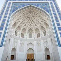 interior of a massive iwan with intricate muqarnas made of glowing obsidian and white marble, detailed, incredible, remarkable, volumetric lighting, cinematic lighting — ar 1 6 : 9