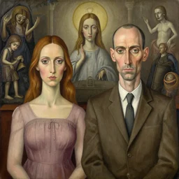 conceptual and post figurative depiction of a couple, painted by francis bacon and paul klee, intricate detailed illustration, no blur, theological and entropic
