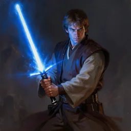 jerma 9 8 5 wielding a blue lightsaber, jedi concept art, character concept art, detailed painting, dramatic lighting, trending on artstation