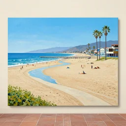 Santa Monica Beach Painting, Beach Wall Decor