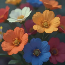 flowers close - up, illustration, cinematic lighting, vibrant colors, concept art, octane render, epic, shallow depth of field, photorealism, digital painting, trending artstation, highly detailed