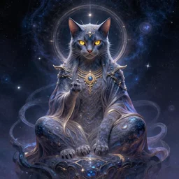 cat god, cosmic creature, art, digital art, epic