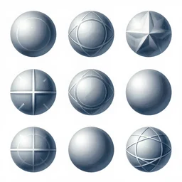 various kinds of separate big platonic shapes, digital illustration, white background, 8 k