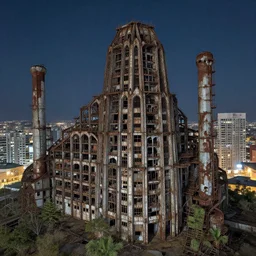 a beautiful very detailed highly detailed summit architecture urbex industrial architecture abandoned by frederick mccubbin, at night, archdaily, wallpaper, highly detailed, trending on artstation.