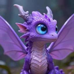 brightly little purple fairy dragon with compound eye 4 k raytracing high definition detailed artstation realistic trending dramatic lighting