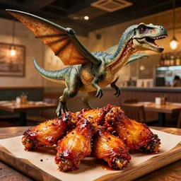 dinosaur pterodactyl bbq wings art food restaurant digital art detailed