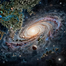 a map of the galaxy alpha centauri, detailed, intricate, cartography