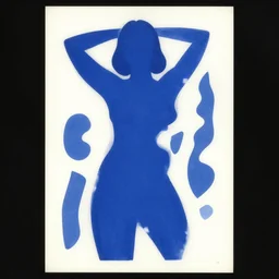 cutout poster illustration of a woman, pinterest, blue, silhouette, matisse cutouts