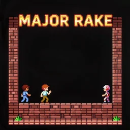 screenshot from a 1983 platformer game called Major Rake