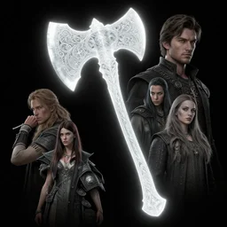 comic portrait of a giant great axe, ethereal weapon with extra fine details, fancy ornate design, black colour background, realistic shaded lighting poster by ilya kuvshinov katsuhiro, magali villeneuve, artgerm, jeremy lipskin and michael garmash, unreal engine, octane rendering, fantasy art by greg rutkowski, alphonse mucha, detailed