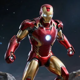 photorealistic art of the rock as iron man, dynamic lighting, space atmosphere, hyperrealism, stunning visuals
