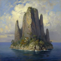 the mystic island of ogygia, artstation, oil painting, painted ruan jia raymond swanland lawrence alma tadema zdzislaw beksinski norman rockwell tom lovell alex malveda greg staples