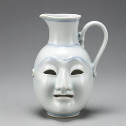 porcelain jug decoration of a das theatre mask