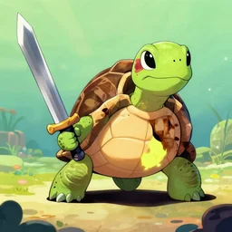 freaky turtle with a sword