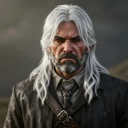 a portrait of long!! white!! haired!! angry!! man!! as a red dead redemption 2 character shot from red dead redemption 2, ray tracing x, wet reflections, unreal engine 5, intricate details, fantasy, hyper realism, humongous view, smooth, cinematic