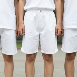 realistic photo portrait of the university students wearing white shorts, dressed in white spherical helmets, fashion catwalk 1 9 9 0, life magazine reportage photo