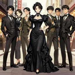 a full - body portrait of a young japanese woman in victorian clothing, standing in harajuku, confident pose, intricate, elegant, sharp focus, illustration, highly detailed, concept art, matte, trending on artstation, anime, art by james jean and artgerm and brian despain and alberto mielgo, greg rutkowski, wlop, ilya kuvshinov, strong strokes