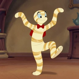 mummy dancing wearing a zoot suit, 1930s disney cartoon style