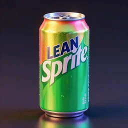 a photo of a can of a drink named lean by sprite, colorful, 3 d, 8 k, artificial lighting, materiality, aluminum, ray tracing reflections, fxaa