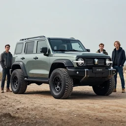 wide view shot of a new car for 2 0 3 2 with offroad tires installed. style by petros afshar, christopher balaskas, goro fujita, and rolf armstrong. car design by dmc.
