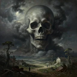surrealism painting of the end of the world., horror,