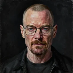 Walter White the bald guy from Breaking Bad, oil on canvas, noir effect, trending on artstation, by J. C. Leyendecker and Ghibli, octane