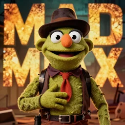Gonzo from the Muppets as a villain in a Mad Max movie, promotional photography, 4K