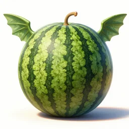 an giant watermelon with small wings, winged watermelon, highly detailed, digital painting, artstation, concept art, smooth, sharp focus, illustration, art by artgerm and greg rutkowski and alphonse mucha