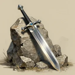 excalibur trapped in the stone. the sword is the buster sword from final fantasy vii 7. sketch.