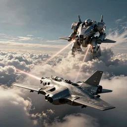acecombat, armored core v by liam wong, john carpenter, long - shot, full body, sky, cloud, laser beam, dramatic lighting, cinematic establishing shot, extremely high detail, photorealistic, cinematic lighting, octane render,