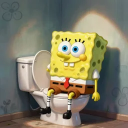 Spongebob using the toilet