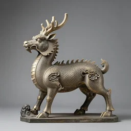 qilin and dragon sculpture by zhelong xu